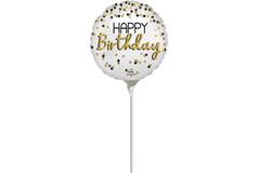 Foil Balloon - Mini - "HAPPY Birthday" - Black Silver Gold - Satin - 23 cm